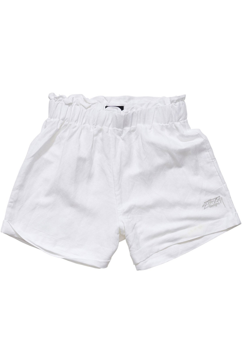 White Stussy Shoreline Linen Beach Women\'s Shorts | KFL-013562