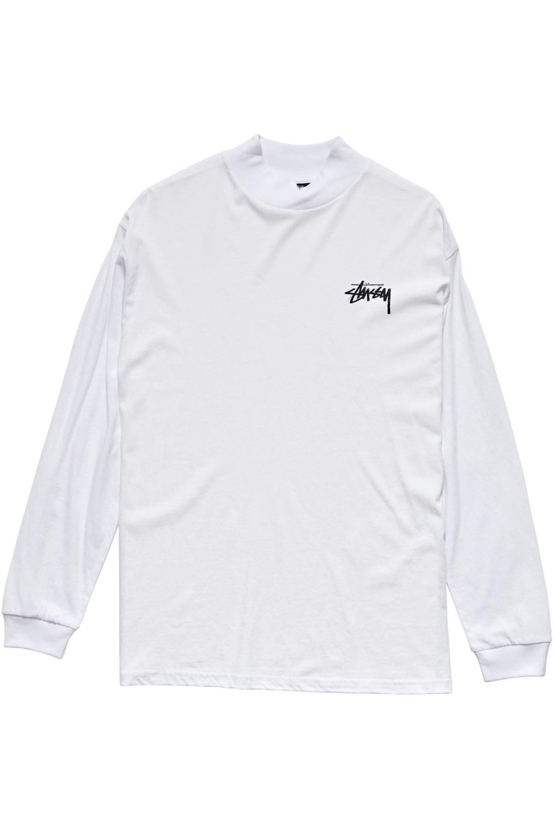 White Stussy Shrooms Mock Neck LS Women's Sweatshirts | HVY-502814