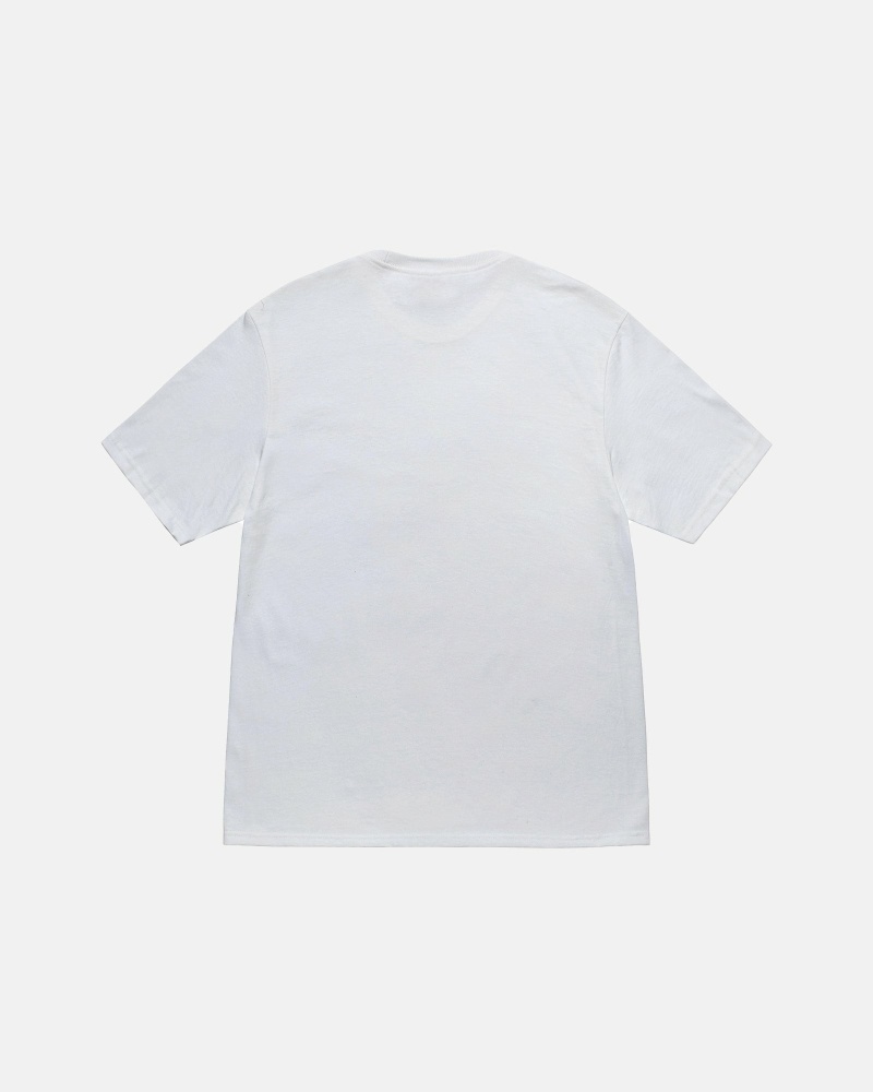 White Stussy Stamp Men's T Shirts | DIQ-765032