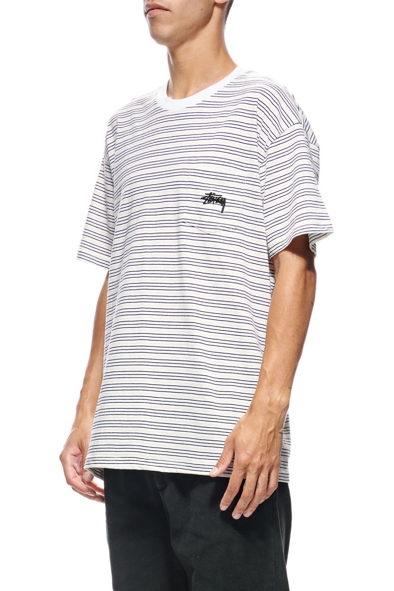 White Stussy Stock Pocket SS Men's T Shirts | SNX-462851