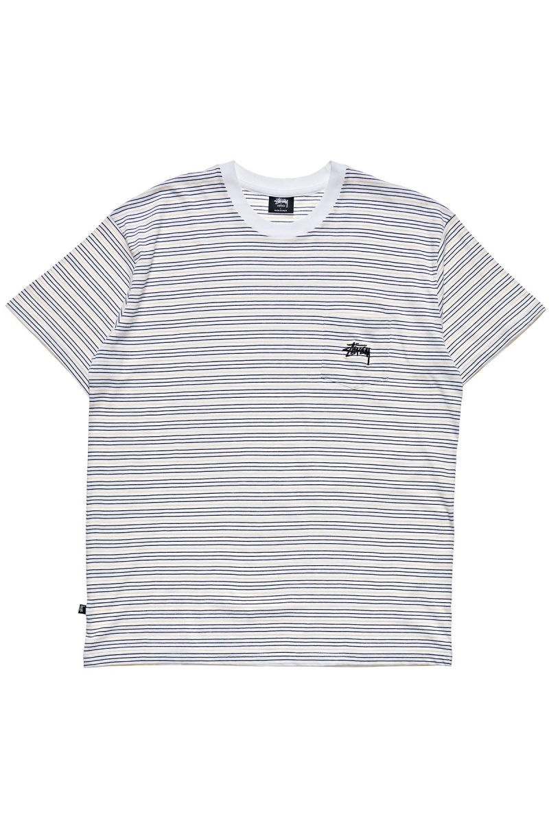 White Stussy Stock Pocket SS Men\'s T Shirts | SNX-462851