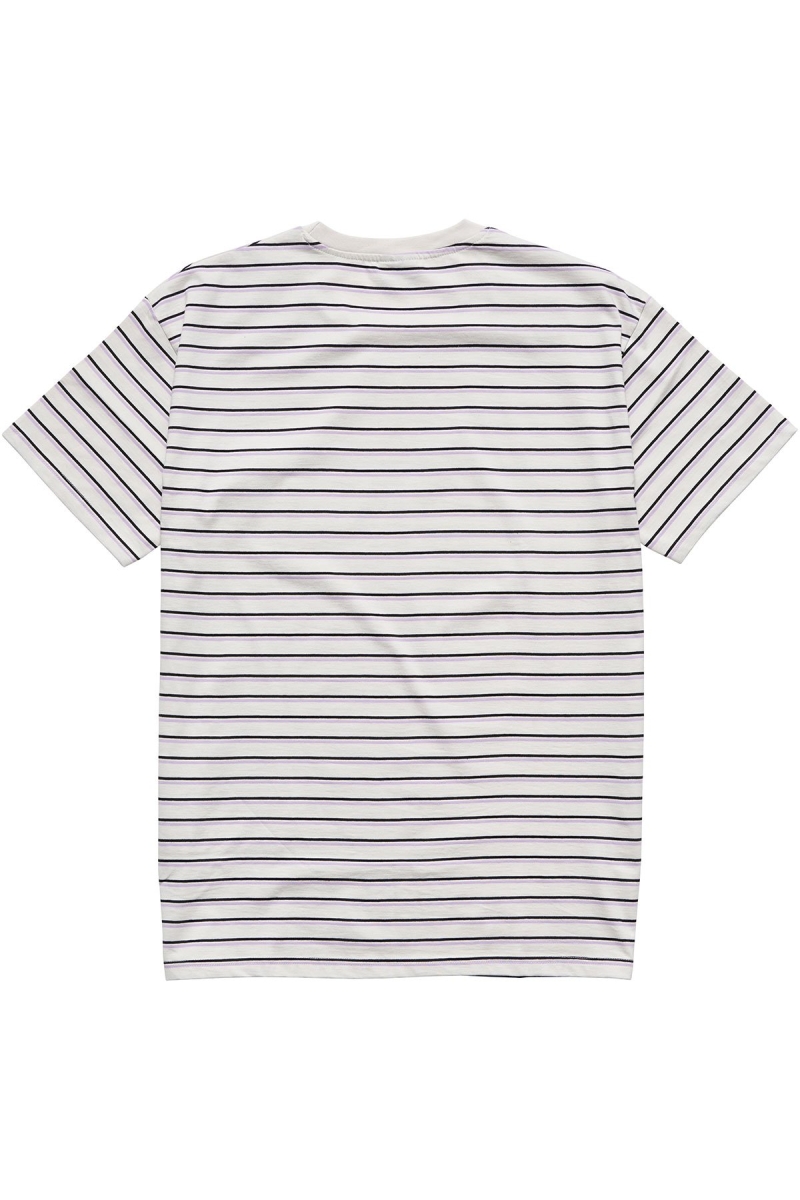 White Stussy Text Pocket Stripe Men's T Shirts | RQI-719254