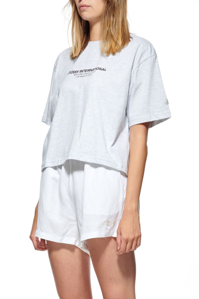 White Stussy Text Waisted OS Tee Women's Sportswear | ZHO-582713