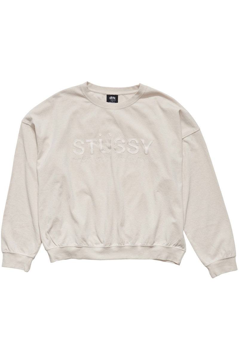 White Stussy Trail Embroidered Rugby Crew Women\'s Sweaters | ACI-250941