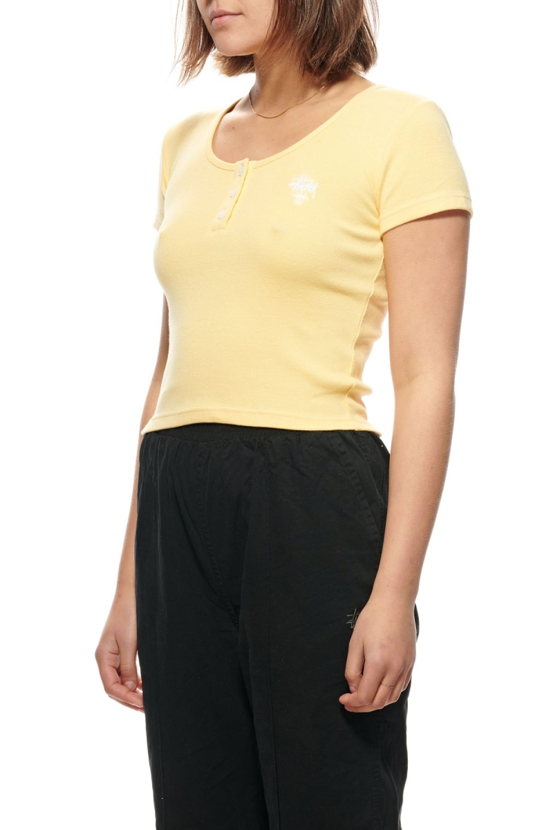 Yellow Stussy Berk Scoop Neck Women's T Shirts | RSC-403928