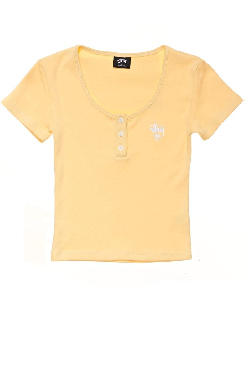 Yellow Stussy Berk Scoop Neck Women\'s T Shirts | RSC-403928