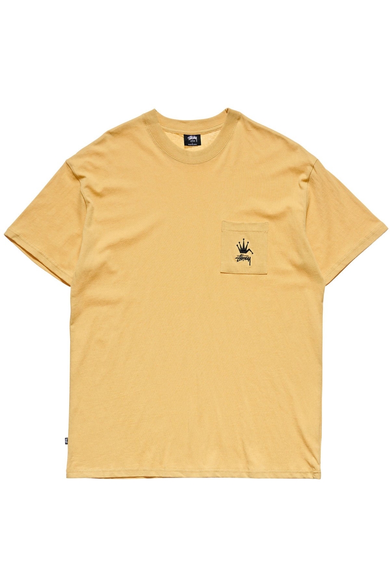 Yellow Stussy Crown Pocket SS Men\'s T Shirts | AUJ-264798