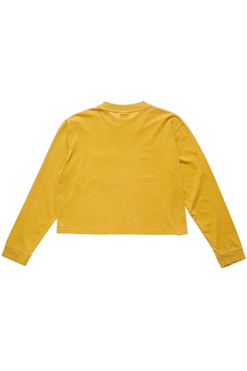 Yellow Stussy Graffiti Pigment LS Boxy Women's Sweatshirts | VIT-762059