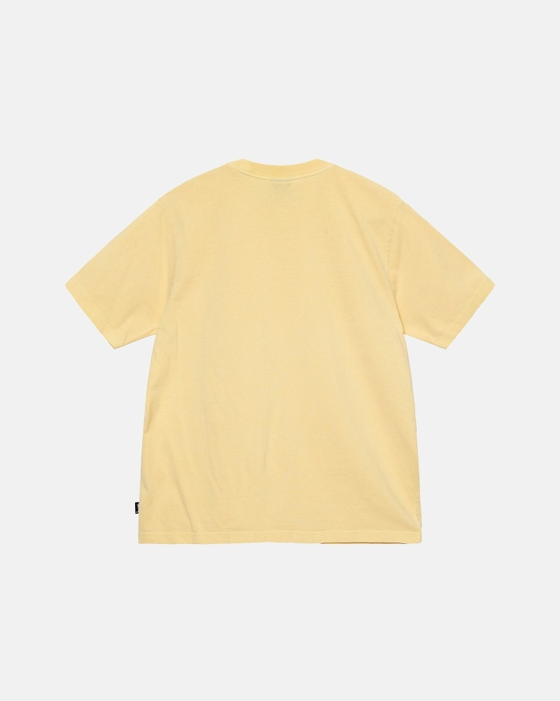 Yellow Stussy Heavyweight Pigment Dyed Crew Men's T Shirts | YMC-102387