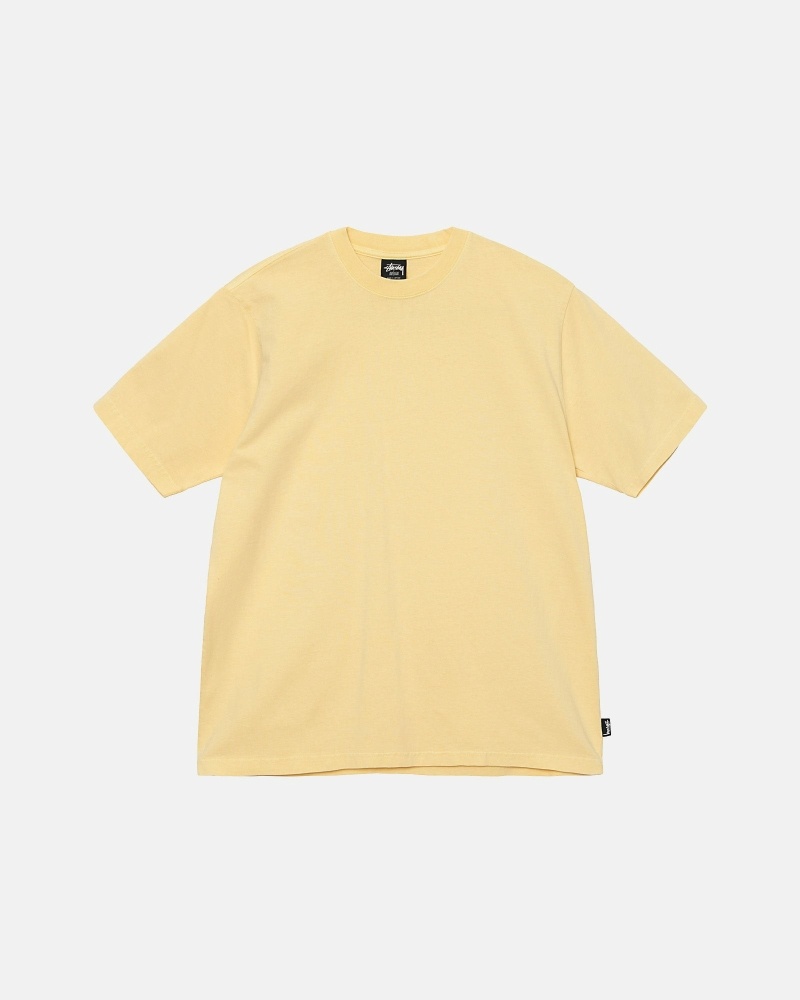 Yellow Stussy Heavyweight Pigment Dyed Crew Men\'s T Shirts | YMC-102387