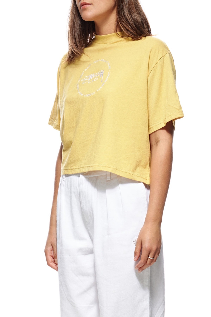 Yellow Stussy Laguna Boxy Women's T Shirts | NQA-174952