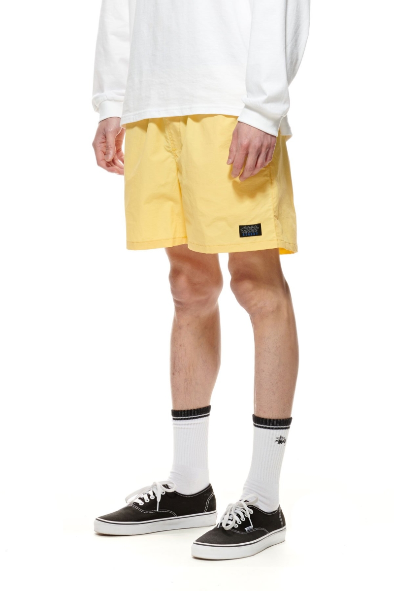 Yellow Stussy Nylon Big Beach Men's Shorts | QHW-548072