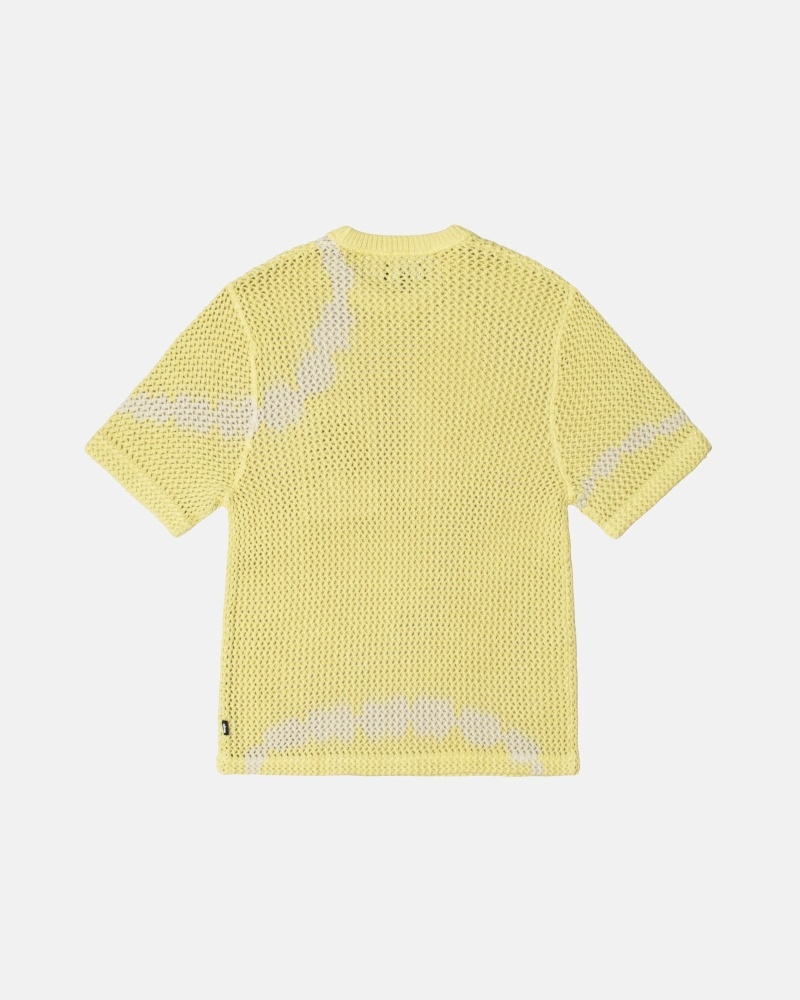 Yellow Stussy O'Dyed Heavyweight Mesh Crew Men's T Shirts | XKO-032197