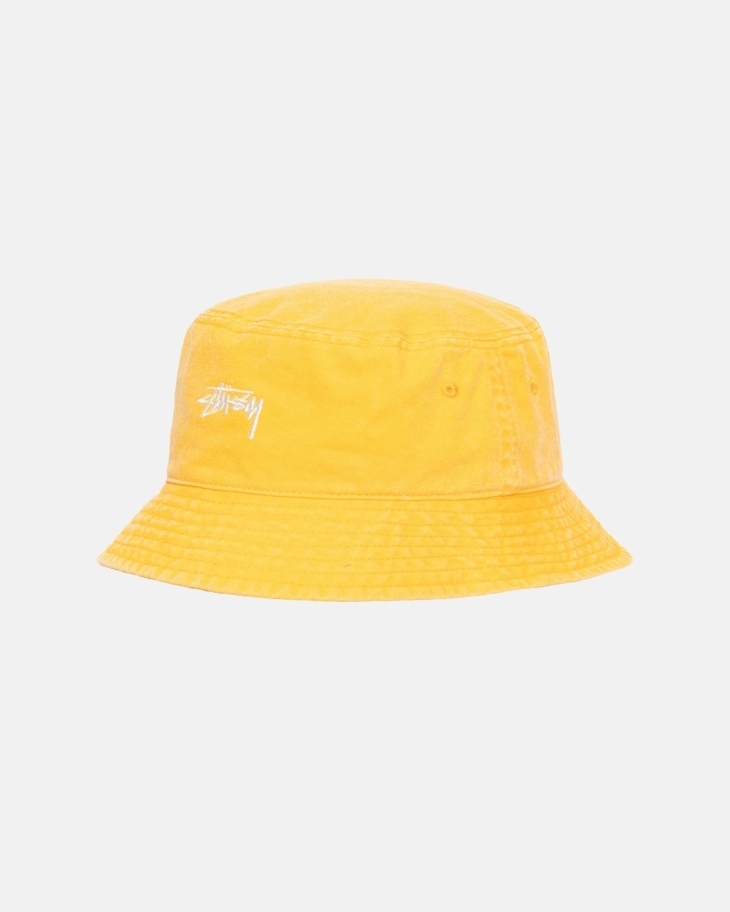 Yellow Stussy Washed Stock Men's Bucket Hats | VRP-268541