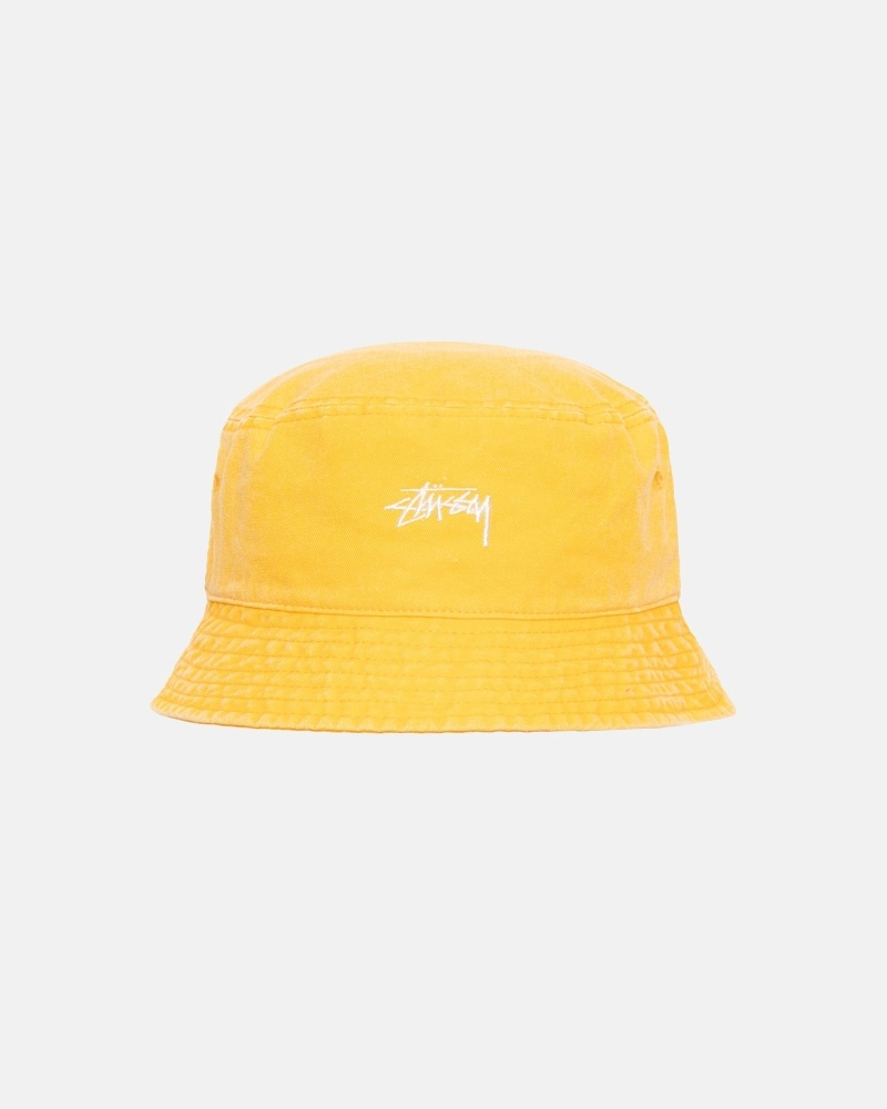 Yellow Stussy Washed Stock Men\'s Bucket Hats | VRP-268541