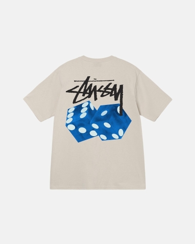 Beige Stussy Diced Out Men's T Shirts | OPQ-859732