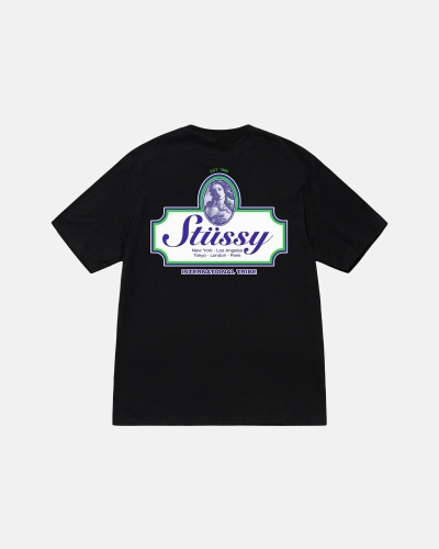 Black Stussy Authentic Men's T Shirts | TYM-058617
