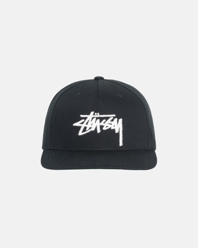 Black Stussy Big Stock Point Crown Men's Caps | HXN-501492