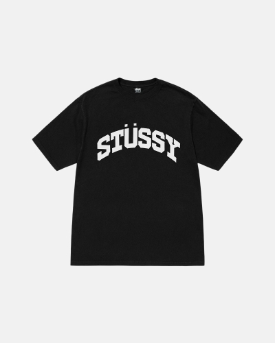 Black Stussy Block Sport Pigment Dyed Men's T Shirts | HVF-107642