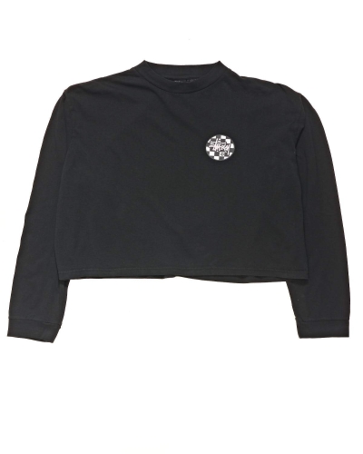 Black Stussy Chequer Dot LS Boxy Women's Sweatshirts | EHK-638712