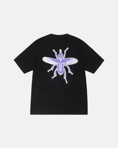 Black Stussy Housefly Men's T Shirts | BVQ-540816