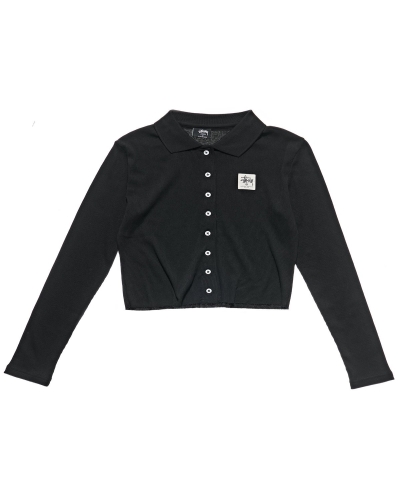 Black Stussy Markham Rib LS Shirt Women's Sweatshirts | CGN-713548