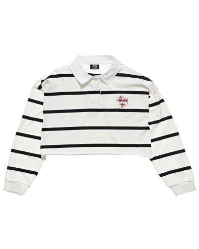 Black Stussy Monaco Stripe Rugby Women's Sweatshirts | AXD-219607