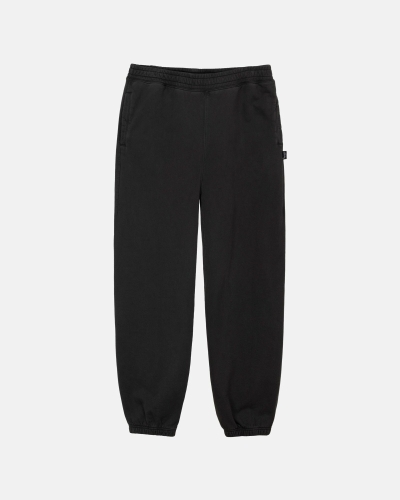 Black Stussy Pigment Dyed Men's Fleece Pants | PAL-714362
