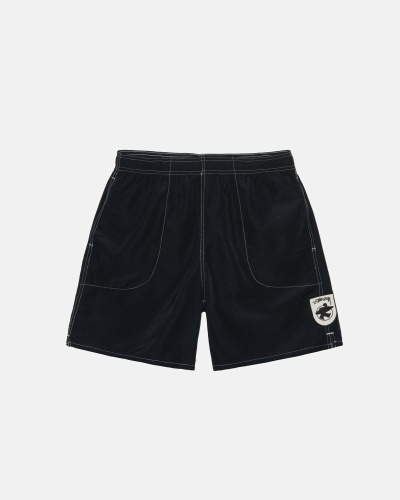 Black Stussy Surfman Patch Men's Shorts | ZLP-690314