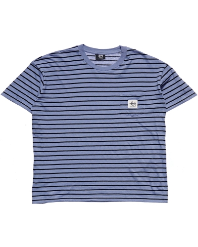 Blue Stussy Kalorama Stripe SS Men's T Shirts | CTN-043269