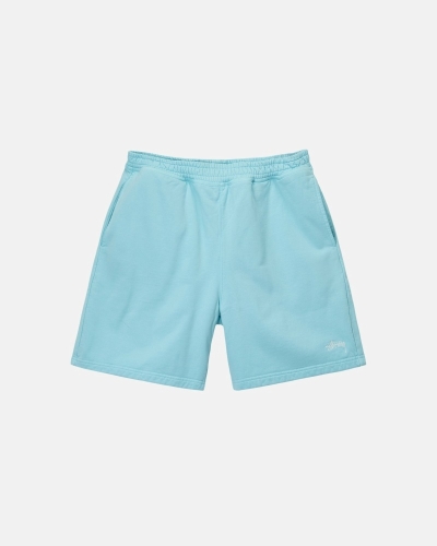 Blue Stussy Overdyed Stock Logo Men's Shorts | OUL-415273