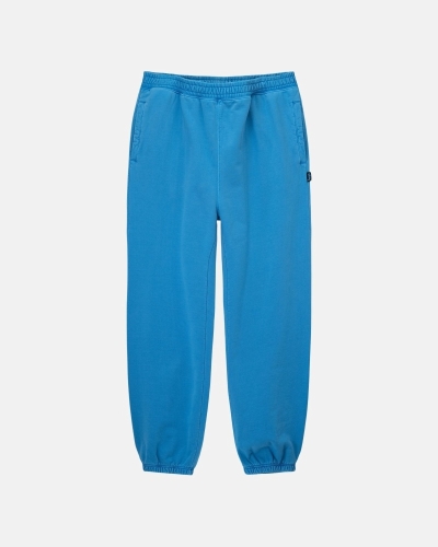 Blue Stussy Pigment Dyed Men's Fleece Pants | FND-745031