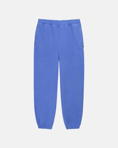 Blue Stussy Pigment Dyed Men's Fleece Pants | MQW-415092