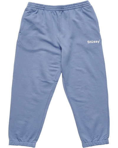Blue Stussy Text Fleece Men's Track Pants | FKG-315892