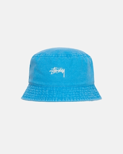 Blue Stussy Washed Stock Men's Bucket Hats | NRA-256417