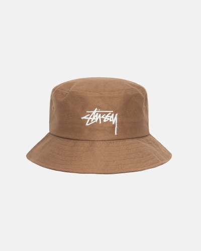 Brown Stussy Big Stock Men's Bucket Hats | CKU-021873