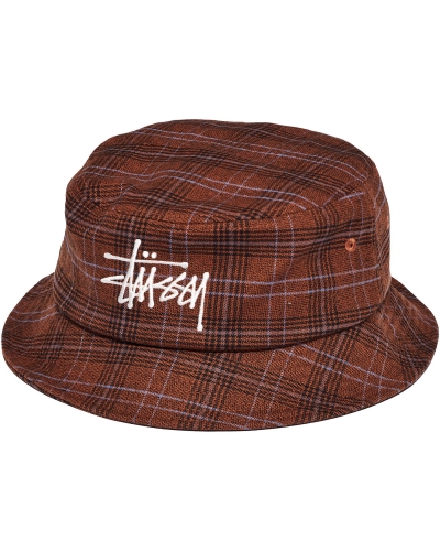 Brown Stussy Graffiti Check Bucket Men's Hats | FYU-526319