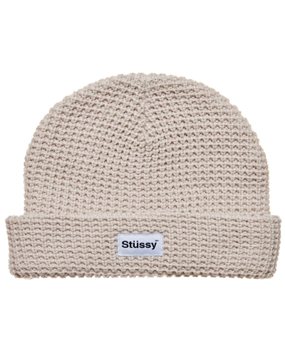 Brown Stussy Trademark Waffle Beanie Men's Hats | NSZ-094736