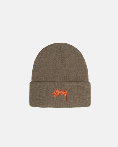 Chocolate Stussy Stock Cuff Men's Beanie | NIK-620418