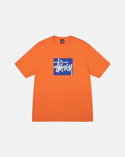 Coral Stussy Stock Box Men's T Shirts | TLY-742938