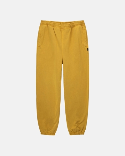 Gold Stussy Pigment Dyed Men's Fleece Pants | LHT-512608
