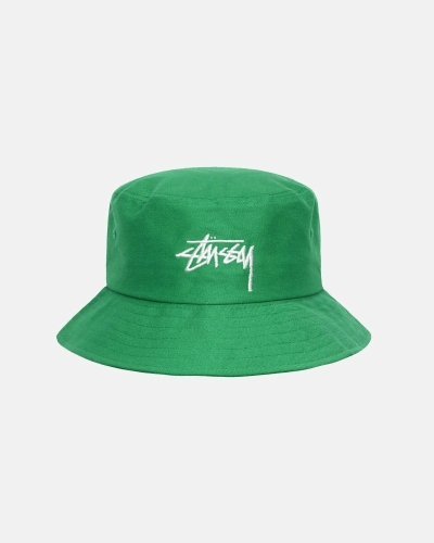 Green Stussy Big Stock Men's Bucket Hats | JIZ-583194