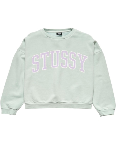 Green Stussy Campus OS Crew Women's Sweaters | XVP-187095