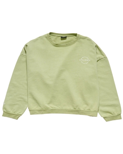 Green Stussy City Circle OS Crew Women's Sweaters | BRX-614728