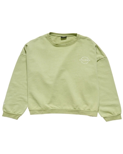 Green Stussy City Circle OS Crew Women's Sportswear | NPY-873215