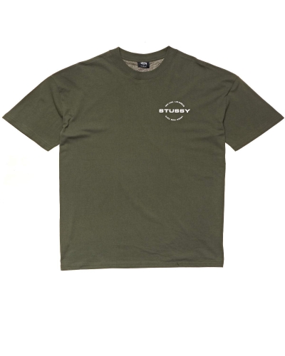 Green Stussy City Circle SS Men's T Shirts | QPR-862193