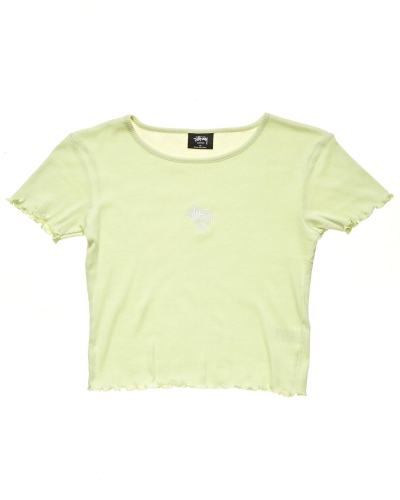 Green Stussy Fairmont Fluted Women's T Shirts | FTD-259138