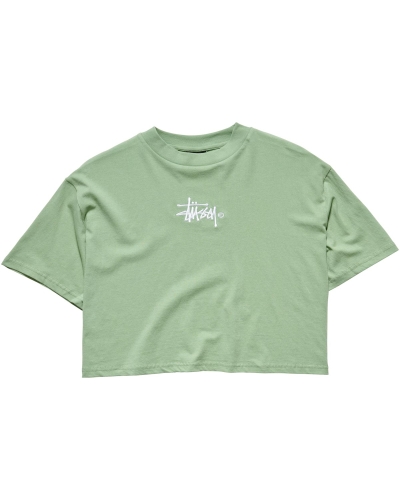 Green Stussy Graffiti Boxy Women's T Shirts | KGW-389154