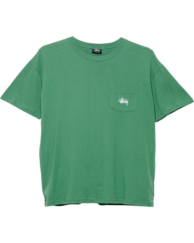 Green Stussy Graffiti Pocket Men's T Shirts | QNC-187294