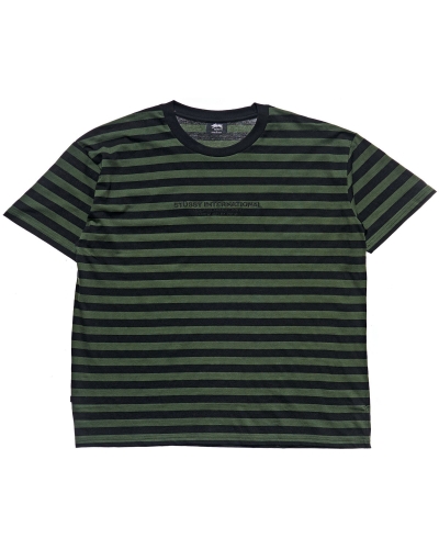 Green Stussy International Stripe SS Men's T Shirts | OGQ-973246